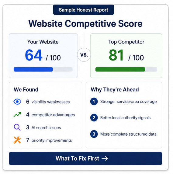 Honest Report Sample Showing AI GEO and SEO analysis